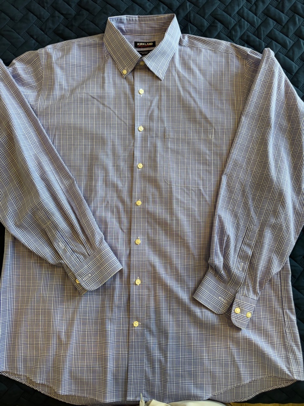 Kirkland Signature Men's Blue and White Button-Down on Shirt